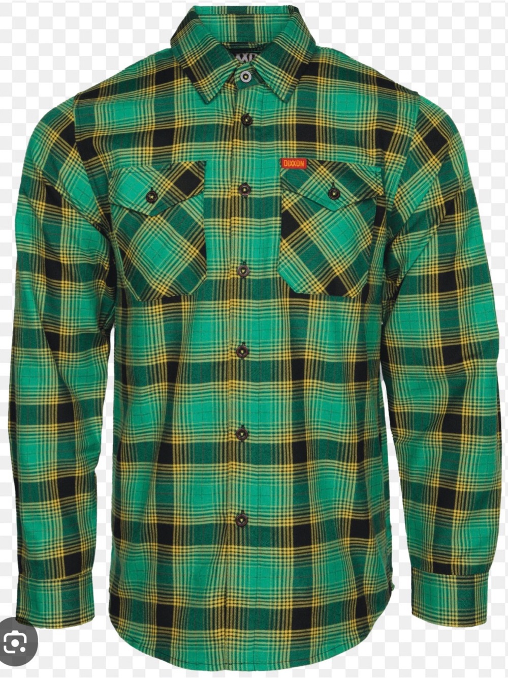 DIXXON Men's Limited Edition Cool Runnings Green and Yellow Plaid Flannel Shirt